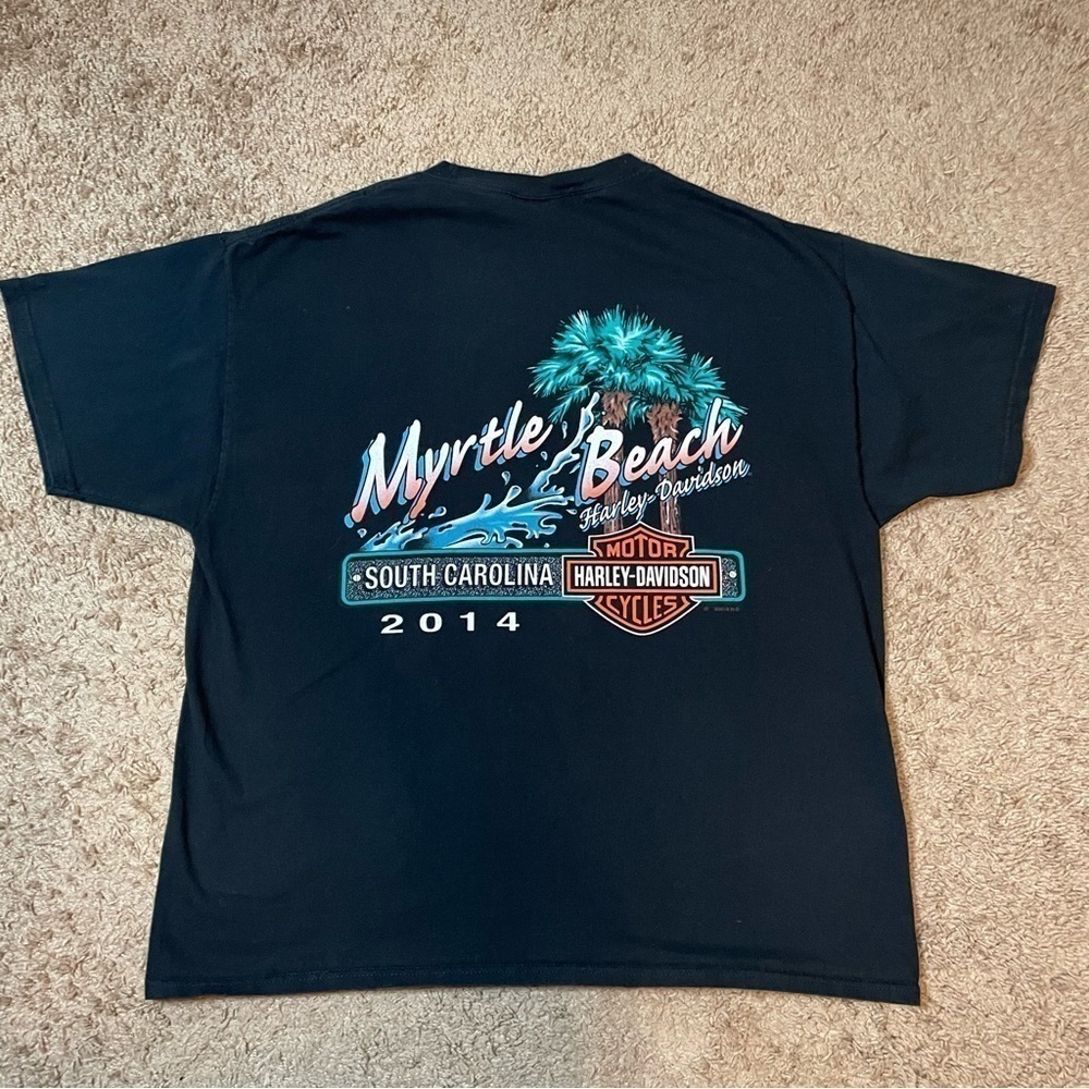 2014 Harley Davidson Motorcycles Black Short Sleeve T Shirt Myrtle Beach Size XL